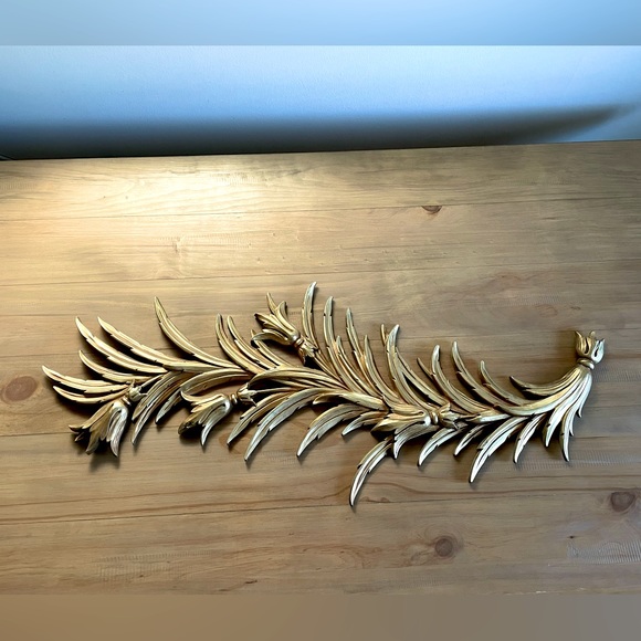 Gorgeous Vintage 1960s Gold Leaf Wall Art Sculpture Decor 42” - Picture 2 of 8